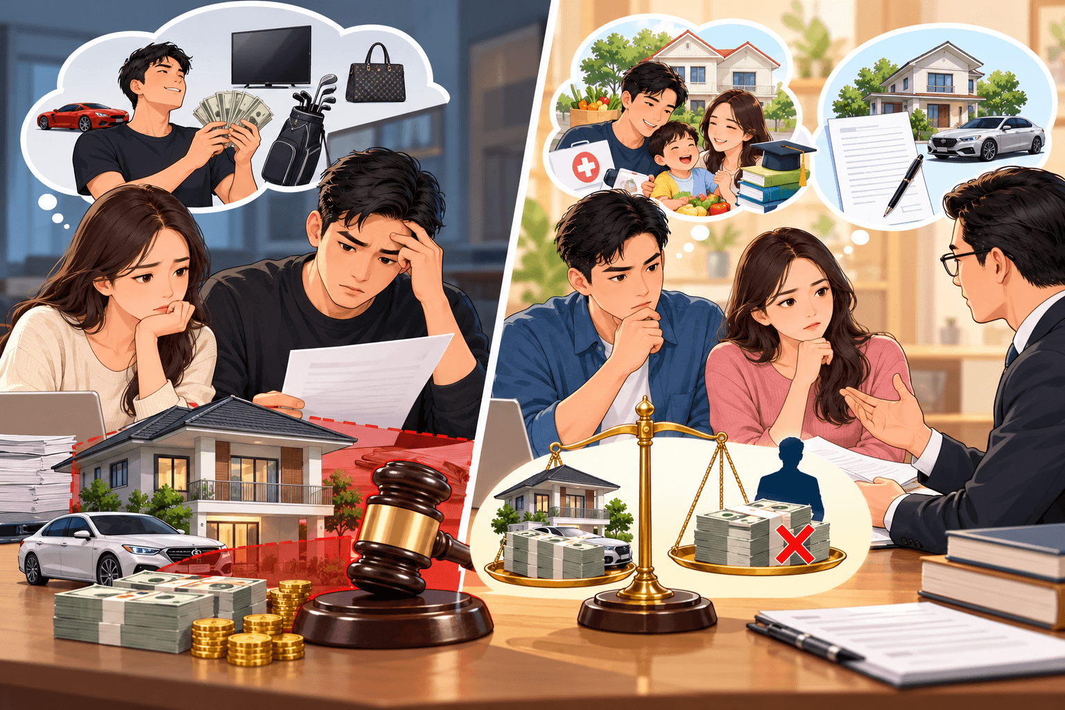 Chồng tự vay tiền, tài sản chung của vợ chồng có bị dùng để trả nợ không?