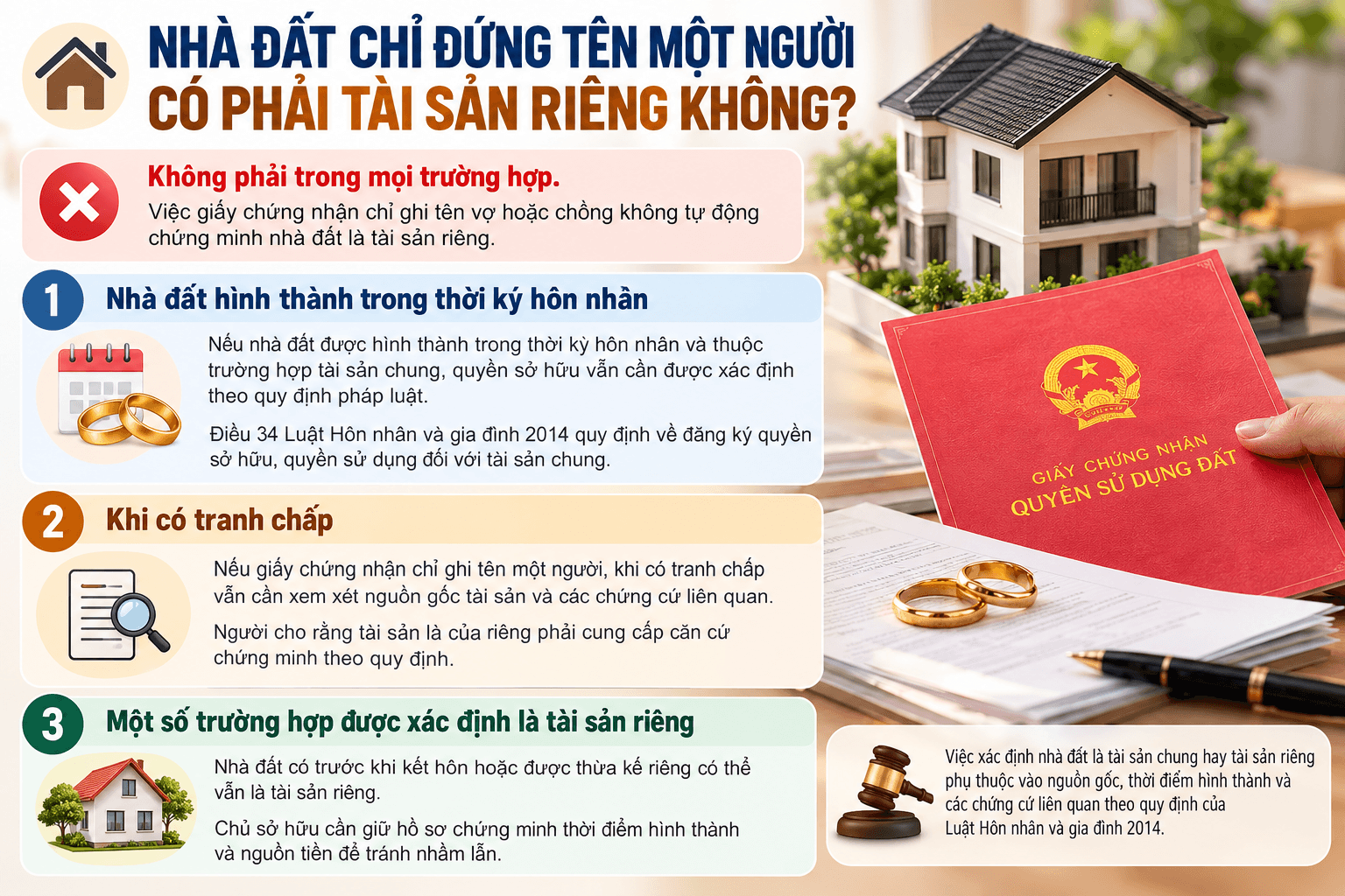 Nhà đất chỉ đứng tên một người có phải tài sản riêng không?