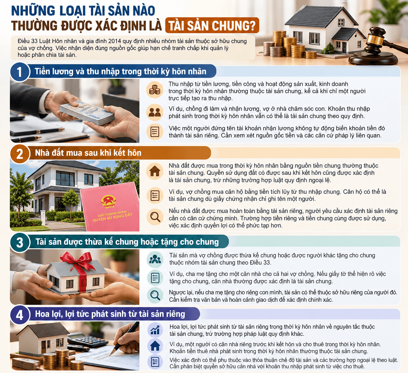 Những loại tài sản nào thường được xác định là tài sản chung?
