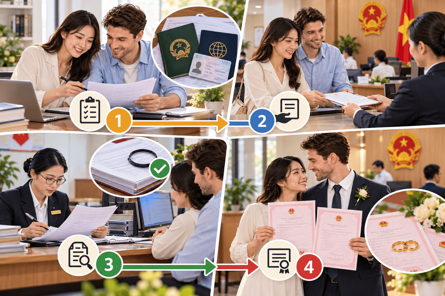 Trình tự thực hiện thủ tục đăng ký kết hôn có yếu tố nước ngoài